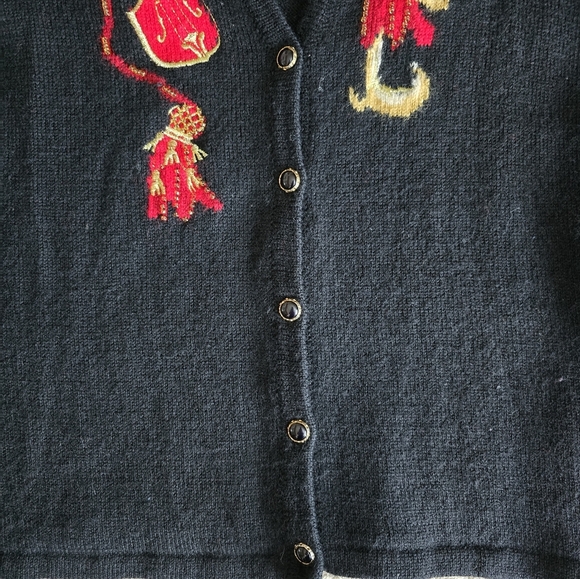 Vintage 90s Susan Bristol wool musical cardigan size medium - Picture 9 of 15